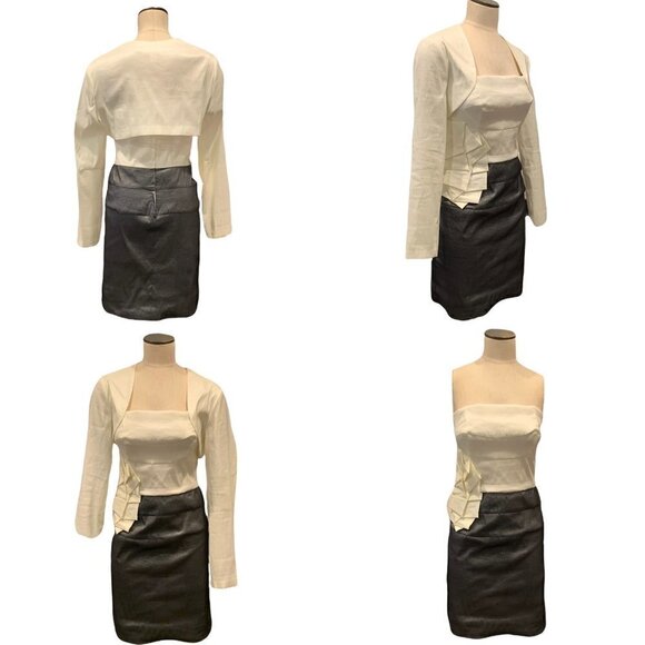 Jessica McClintock Formal Cocktail Party Strapless Dress & Jacket Gray 206A - Picture 7 of 12